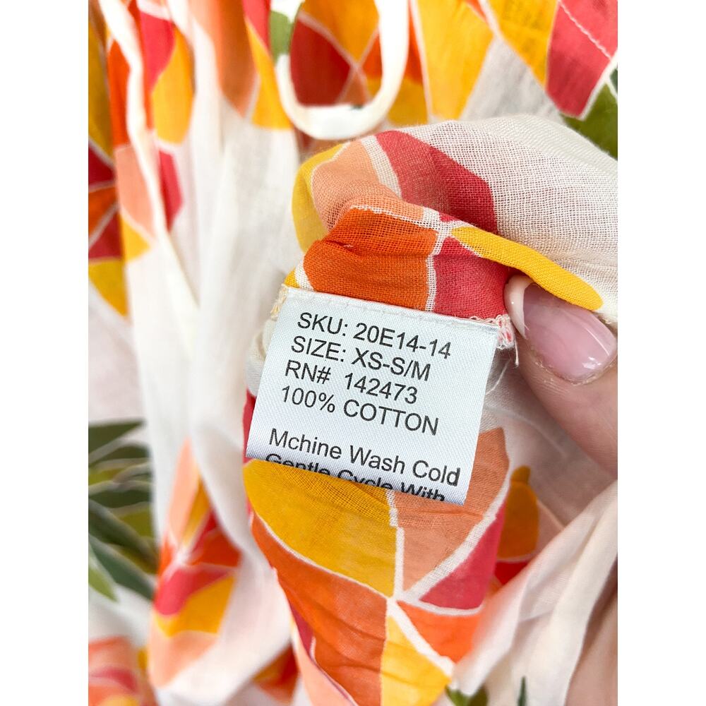 NEW Women's Pineapple Print Swim Coverup Cotton Duster Cardigan Lightweight M - Picture 7 of 8